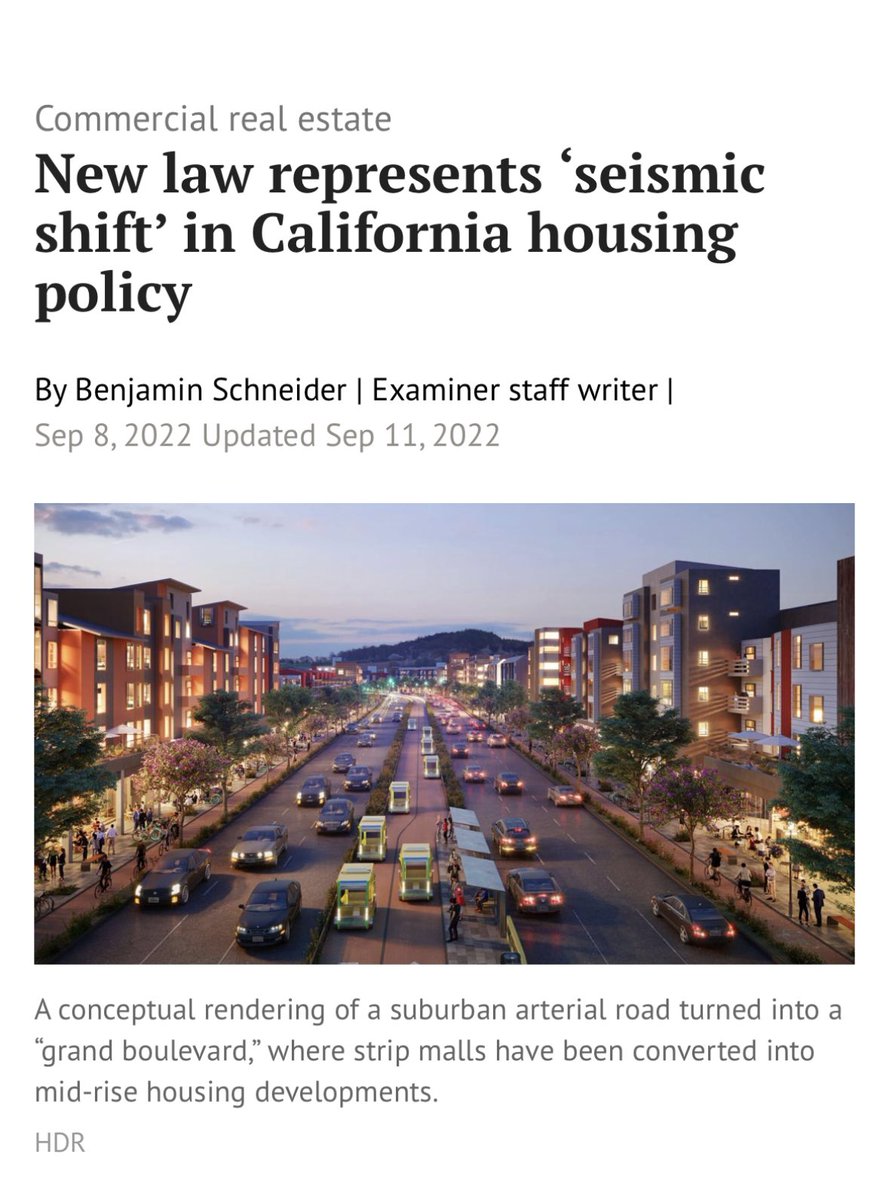 "With AB 2011's passage, virtually all commercial zoned land in CA can now be redeveloped into housing.

It's likely the biggest housing production bill in state history, and a sign that "the politics of this issue is changing dramatically.”
