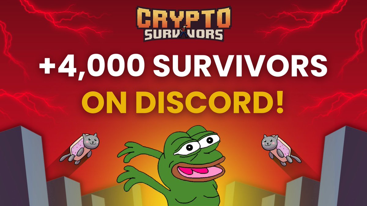 🔥 +4000 Survivors on Discord 🔥 We keep on growing lads. 😏 Get ready for what's coming 🚀 Try our game NOW 👇 ➡️ play.cryptosurvivors.com