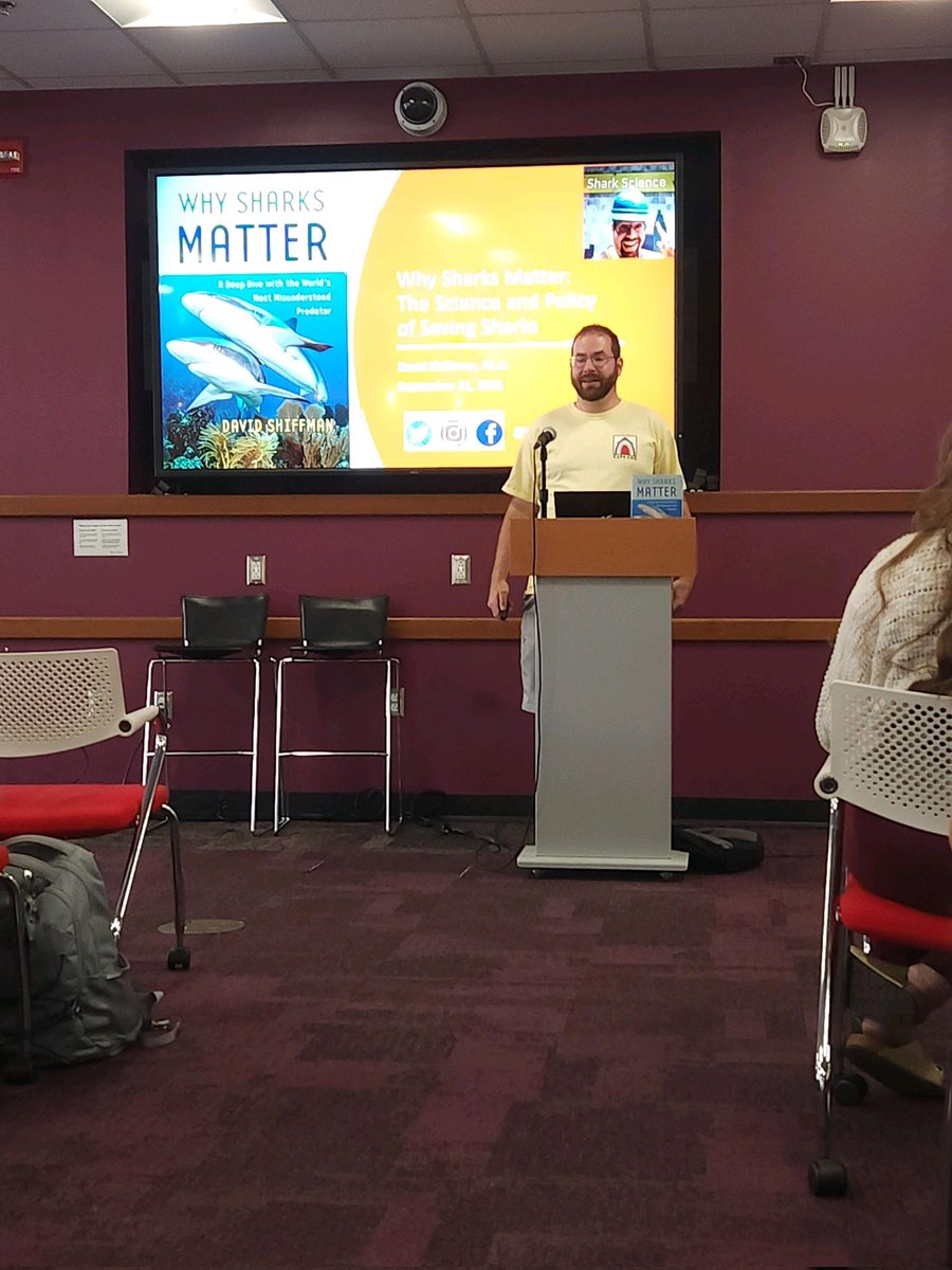 SpotASharkUSA's tweet photo. A bit of a late tweet, but last week our research leader @SeaPriceNC was honored to speak of our research &amp; the role of NC State students during Dr. Schiffman's (@WhySharksMatter) book tour for his book, Why Sharks Matter. Thank you for having us and go out and get a copy! 🦈 https://t.co/MZMFw5vNVK