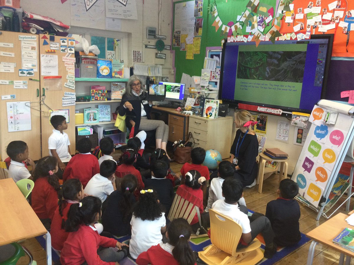 MayflowerSch's tweet photo. Today, as part of our deepening activity for writing, we welcomed scientist and conservationist Christine @lippainomad into our classroom. She told us lots about amazing animals and how to care for the environment. #Matisseclass https://t.co/dFZQtyuSof
