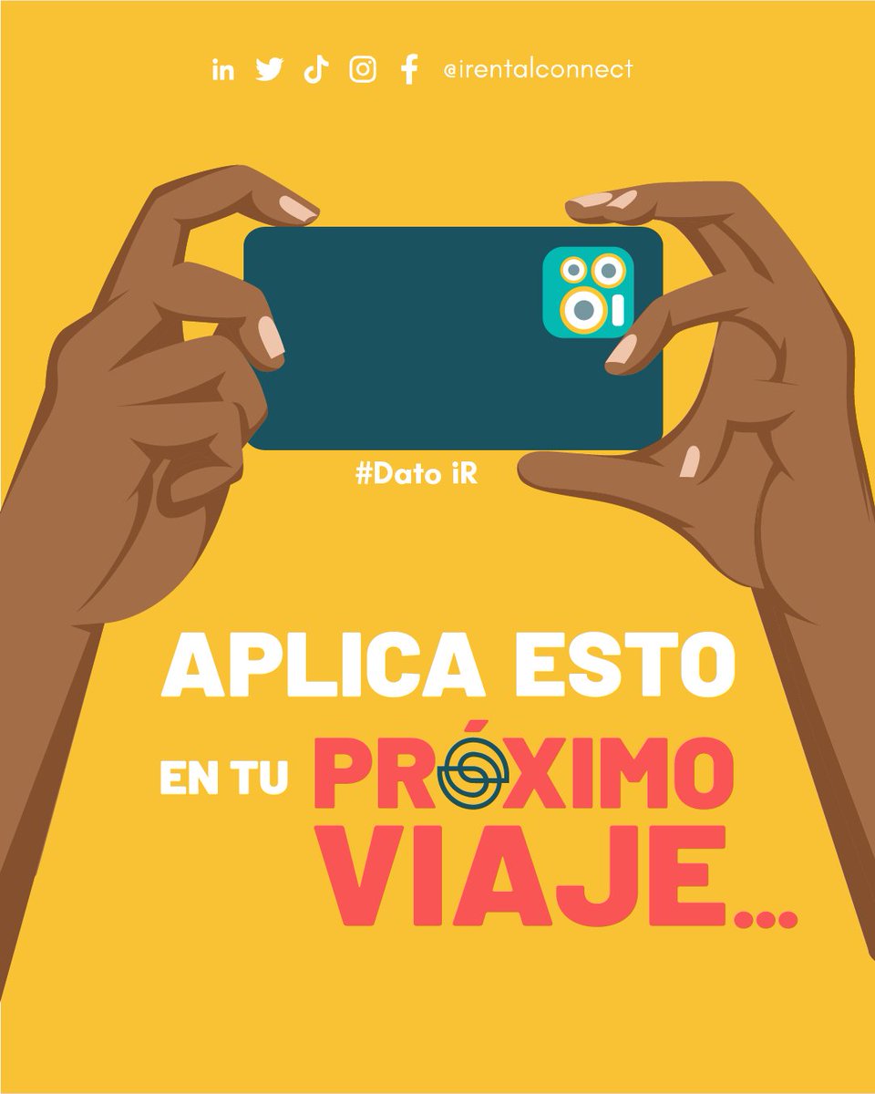 IrentalC's tweet photo. Cada que viajamos anhelamos guardar todos los recuerdos, es por eso que el equipo de iRental te trae los mejores consejos para  aprovechar mejor la cámara de tu celular y no te pierdas ningún detalle.📱

#fotografia #photooftheday #photo #moviltips #consejos #celular  #datoir https://t.co/lo0PQqqpeq