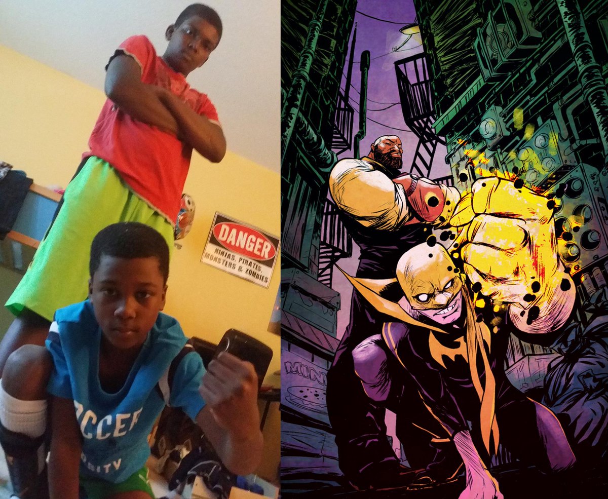That time my sons were immortalized. They were the inspiration to 'Powerman and Iron fist ' issue 1 cover! #TBThursday @DavidWalker1201
