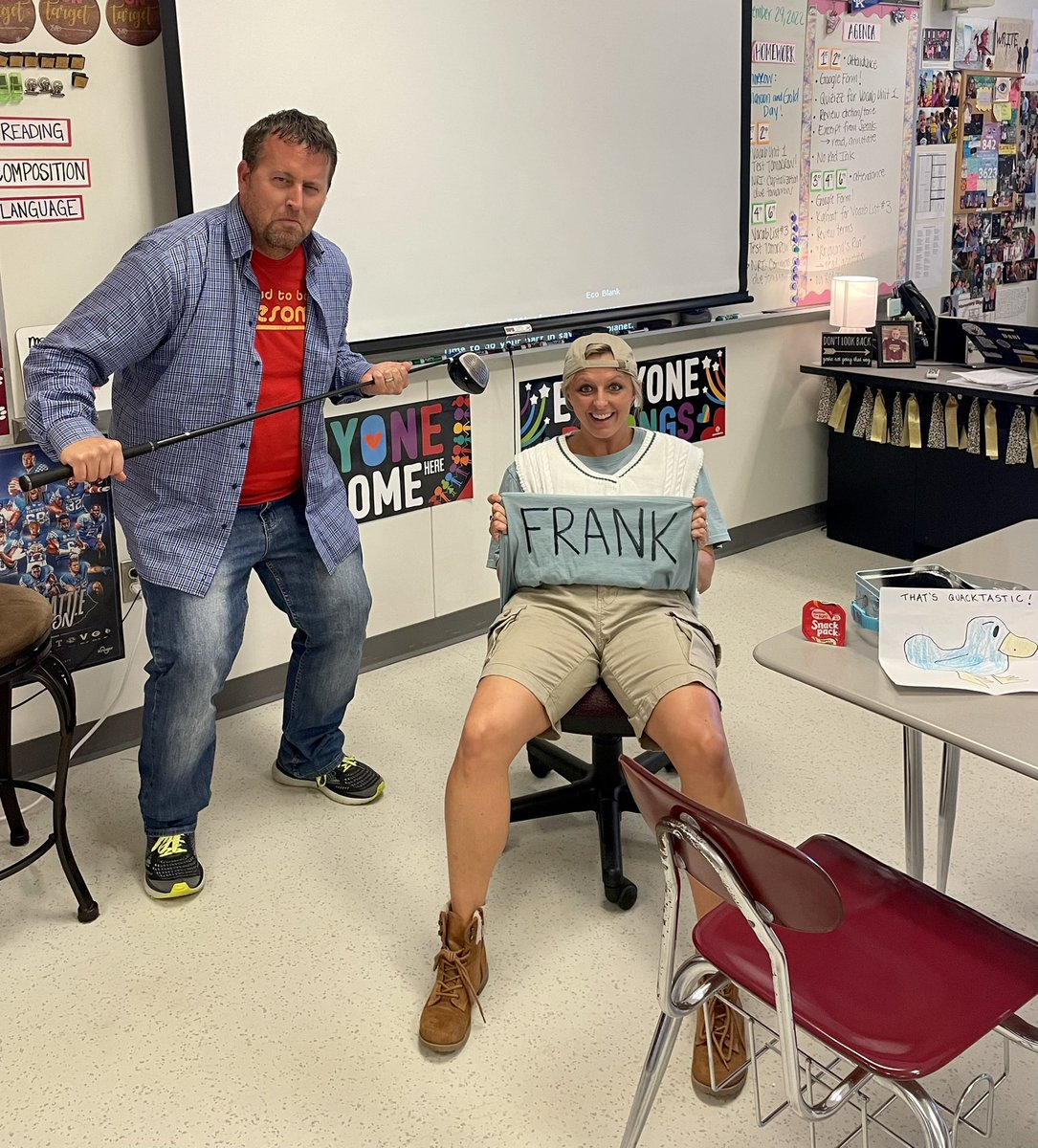 Mrs_Dant's tweet image. I got my lunch packed up, my boots tied tight, and I hope I don’t get in a fight (with Happy Gilmore) on our #RCHSadamsandlerday #thatsquacktastic @AdamSandler