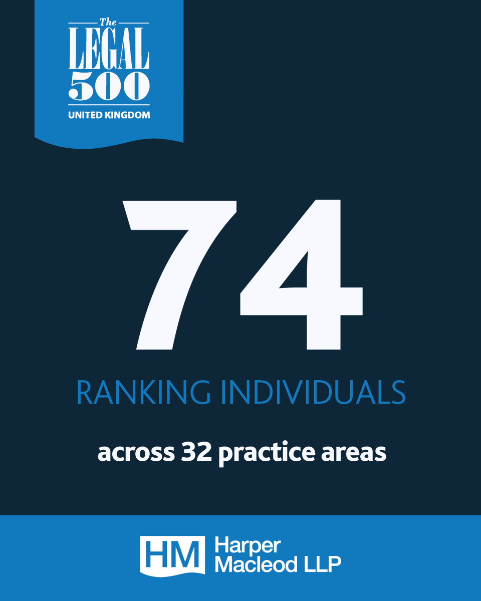 HarperMacleod's tweet photo. Thank you to our clients and colleagues for another successful Legal 500!

• 3 Top Tier rankings 
• 32 specialist areas
• 74 recommended lawyers 
• A “Firm to Watch” for Immigration 

#lawfirm #toptier #legal500 https://t.co/8rxuDZUXQ7