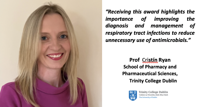 TrinityMed1's tweet photo. Prof @CristinRya is a recent awardee of the 
@hrbireland Investigator-Led Project for Health (ILP) Awards for 2022. Cristin's research notes the real threat that antimicrobial resistance presents to global health 
@TCDPharmacy  #TrinityResearch https://t.co/AFKbff5X6W