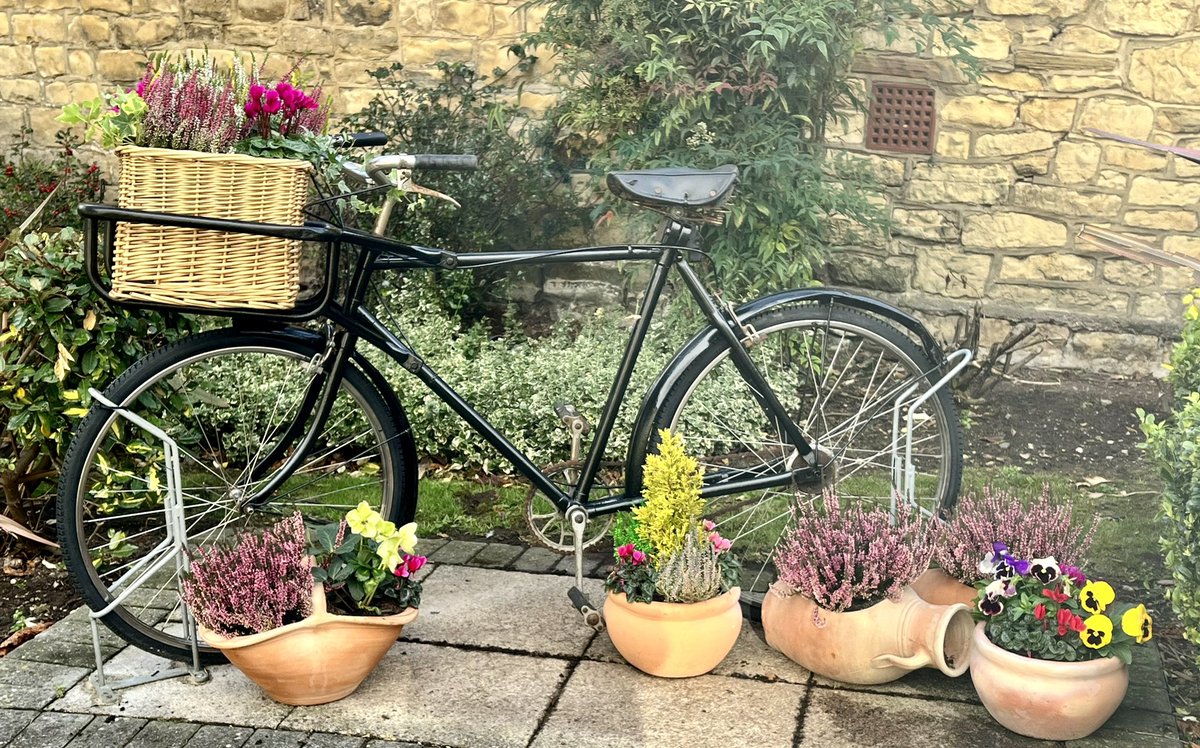 wetherbymanor's tweet photo. #projectfinished old rusty butchers bike with no tyres completely renovated by myself and James stands proud in our garden🥰🥰.                     @AnchorLaterLife https://t.co/E6jZ8tTWmY