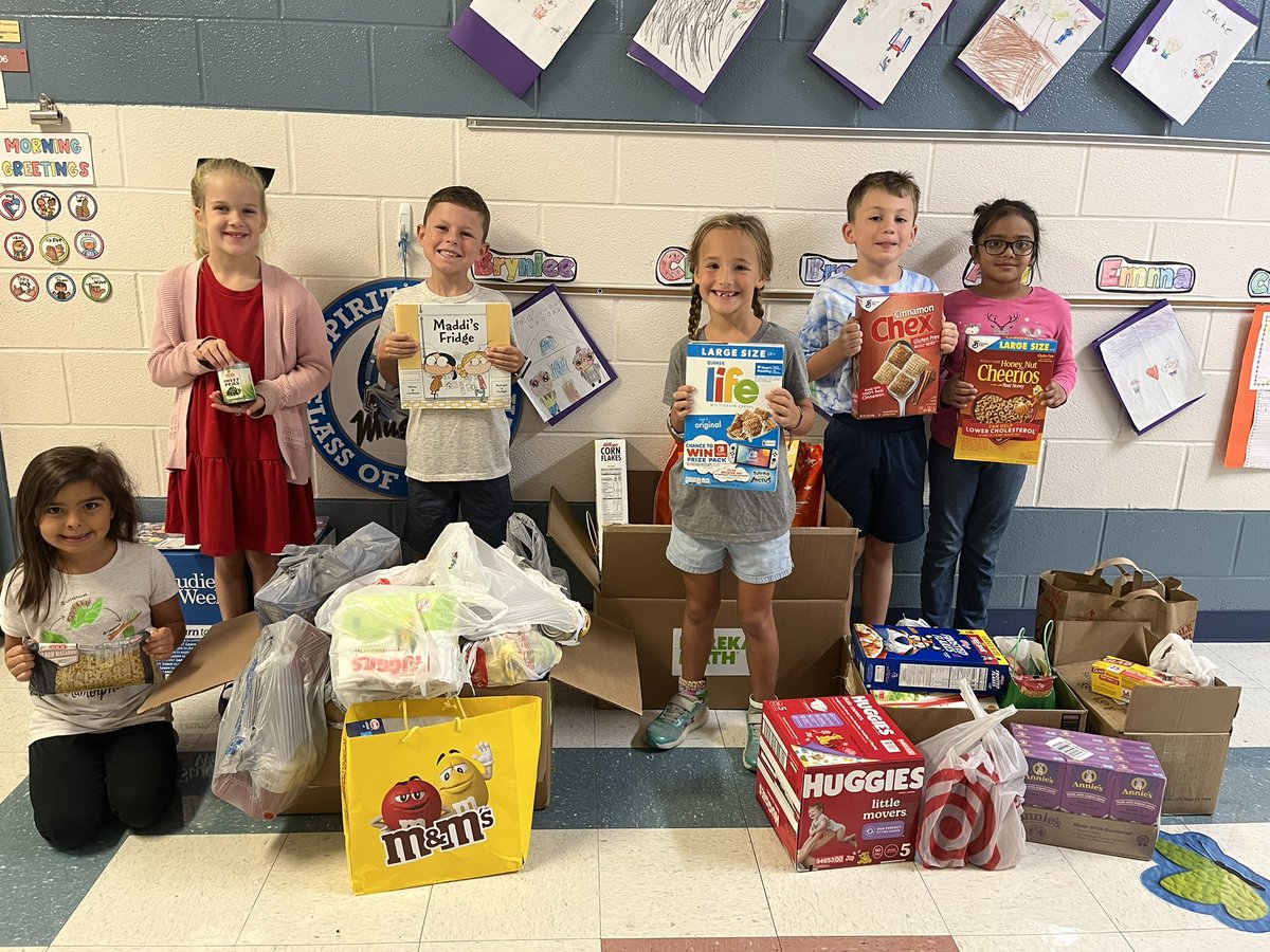 We read the text Maddi’s Fridge, which is about a girl who didn’t have a lot of food, and a friend who helped her. Our first graders made connections to the text and collected food to donate to those in need! So proud of them! ❤️<a href="/FairOaksRanchES/">Fair Oaks Ranch Elementary School</a>