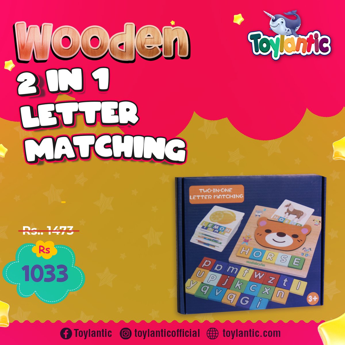 Make sure that your child match the letters correctly..!
Click the link below to explore more educational toys:
toylantic.com/.../toys-by-ca…...
For Details & Queries
0334 0008697
#woodenshapes #letter #matching #educationaltoys #kids #learningtoys #childgrowth #toys #toylantic