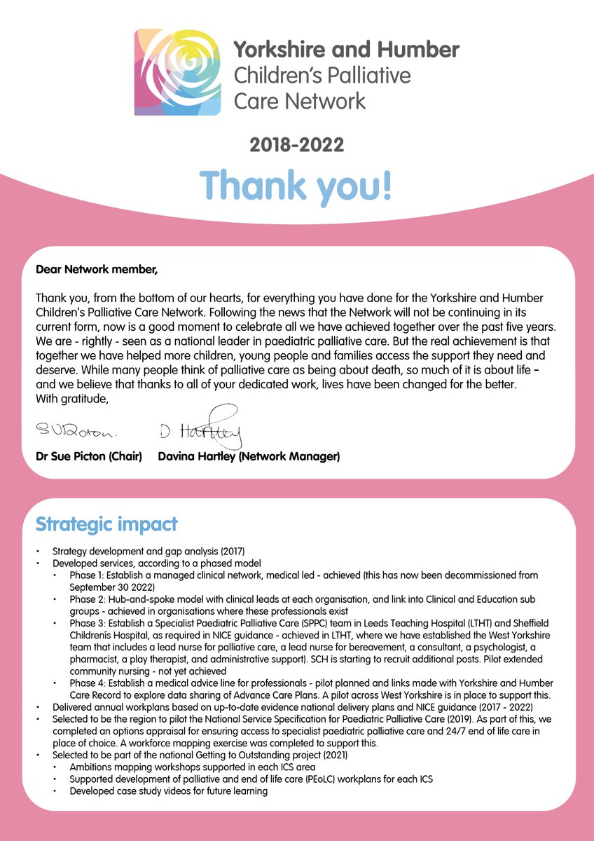 YoHCPCN's tweet photo. You might have seen our recent sad news that the Yorkshire and Humber Children's Palliative Care Network will come to an end on 30 September.

Together we have done so much. Check out some of the Network's ✨amazing✨ achievements over the past five years below.

(1/4) https://t.co/rdUxGNXxHg