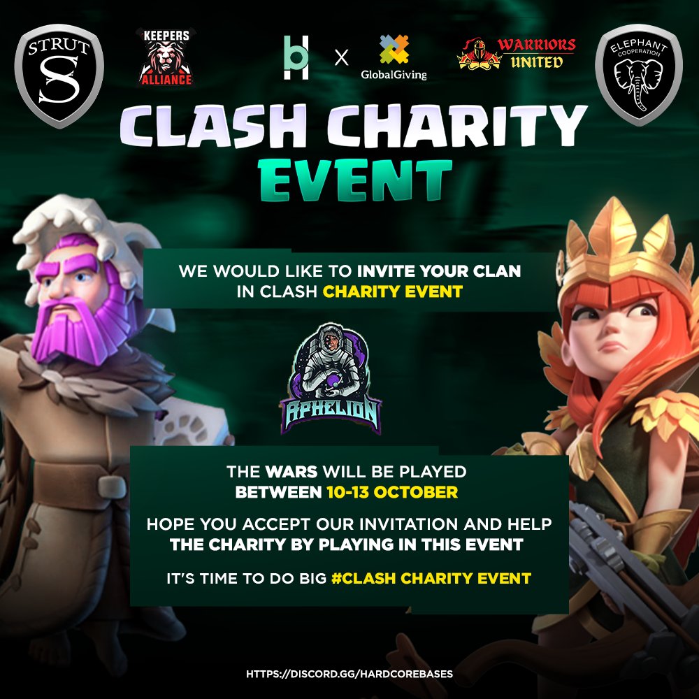 Heya Unity @UnityAE 

You guys are invited to Clash Charity Event 💪

We hope you accept our request 💪

For more information join
👉 discord.gg/hardcorebases