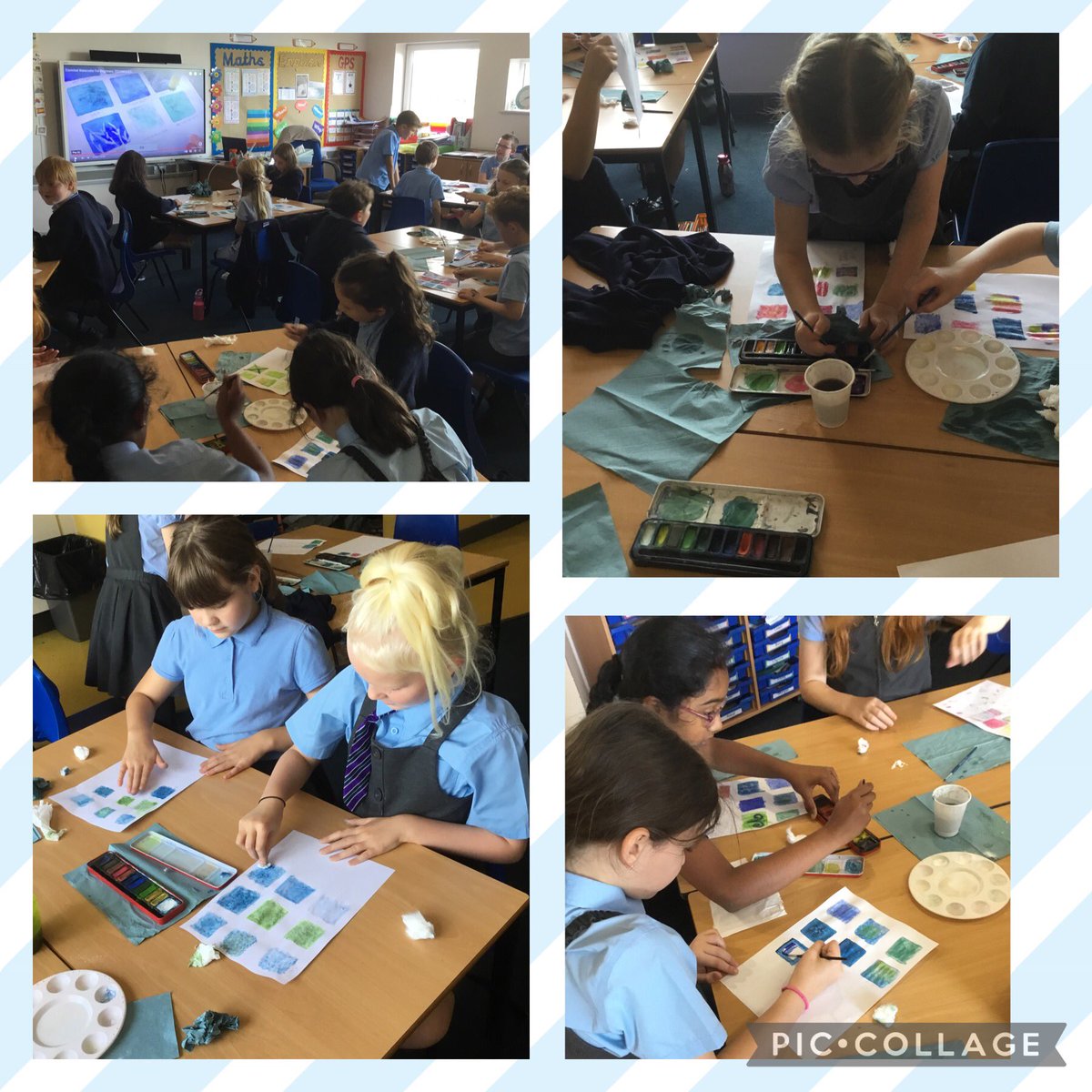 Year 5 have been exploring watercolour techniques this afternoon ready to paint our cityscapes next week. Our favourites were using salt and cotton wool. #artists #explorers