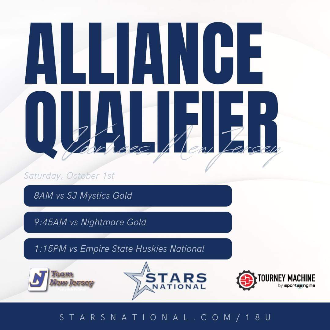 1st Tourney of Fall 2022 for @StarsNat18U is the @thealliancefp National Qualifier in NJ! Day 1 Games listed here👇