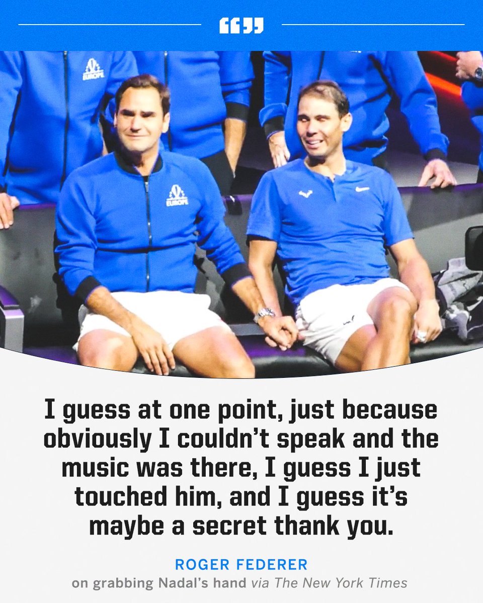 Federer was asked why he grabbed Nadal's hand during his farewell 🥺