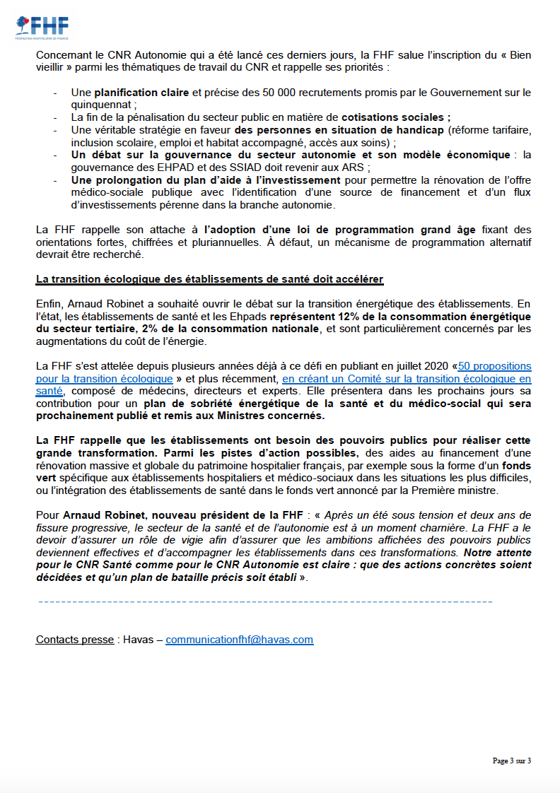 laFHF's tweet photo. [Communiqué] #PLFSS2023 : la FHF salue l’objectif affiché du @gouvernementFR de ne pas faire d’économies sur l’hôpital mais réclame des garanties pour compenser l’#inflation et assurer le financement des revalorisations ⬇️
https://t.co/uOt0IaDgjX https://t.co/QhSm2PHE9T