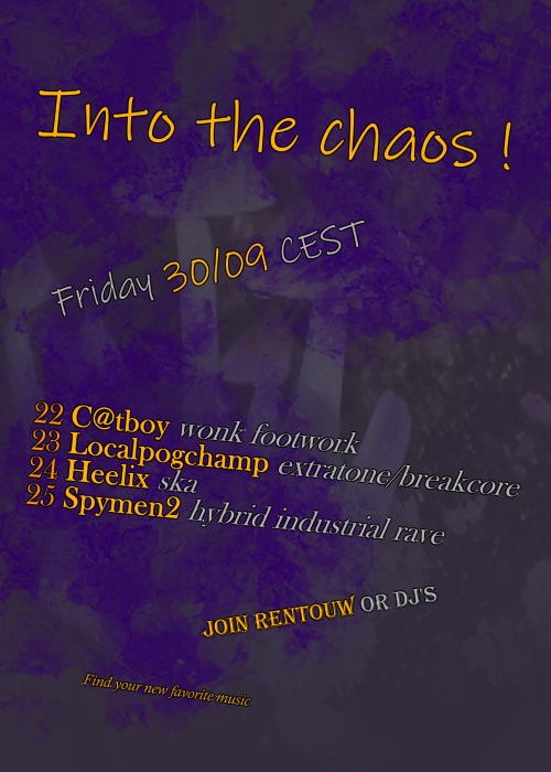 vrcecollective's tweet photo. This Friday at 10PM CEST // 8PM UTC // 4PM EST
🎵 18+ | Into The Chaos!

👓 Not Quest compatible.
➡ How to join: Add &amp; join through "Rentouw": https://t.co/IlBrEyfJiR or DJs.

#VRChat @rentouw https://t.co/H5LyvDiNfP