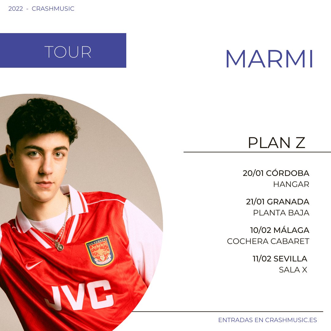 Crash Music (@crashmusic_es) on Twitter photo <a href="/petitmarmi/">marmi</a> llega a Andalucía con su tour Plan Z🙌🏼
¡Esperamos que sea para vosotros el Plan A y os veamos!
🗓20/01 Córdoba <a href="/hangarcordoba/">Hangar Cordoba</a>
🗓21/01 Granada <a href="/salaplantabaja/">Planta Baja</a>
🗓10/02 Málaga @cocheracabaret
🗓11/02 Sevilla <a href="/salaxsvq/">Sala X</a>
Entradas en crashmusic.es <a href="/petitmarmi/">marmi</a> llega a Andalucía con su tour Plan Z🙌🏼
¡Esperamos que sea para vosotros el Plan A y os veamos!
🗓20/01 Córdoba <a href="/hangarcordoba/">Hangar Cordoba</a>
🗓21/01 Granada <a href="/salaplantabaja/">Planta Baja</a>
🗓10/02 Málaga @cocheracabaret
🗓11/02 Sevilla <a href="/salaxsvq/">Sala X</a>
Entradas en crashmusic.es