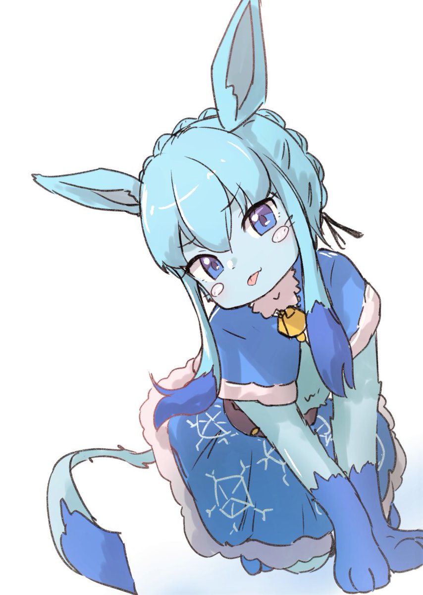 glaceon blue hair tongue out simple background blue fur solo blue eyes tongue  illustration images