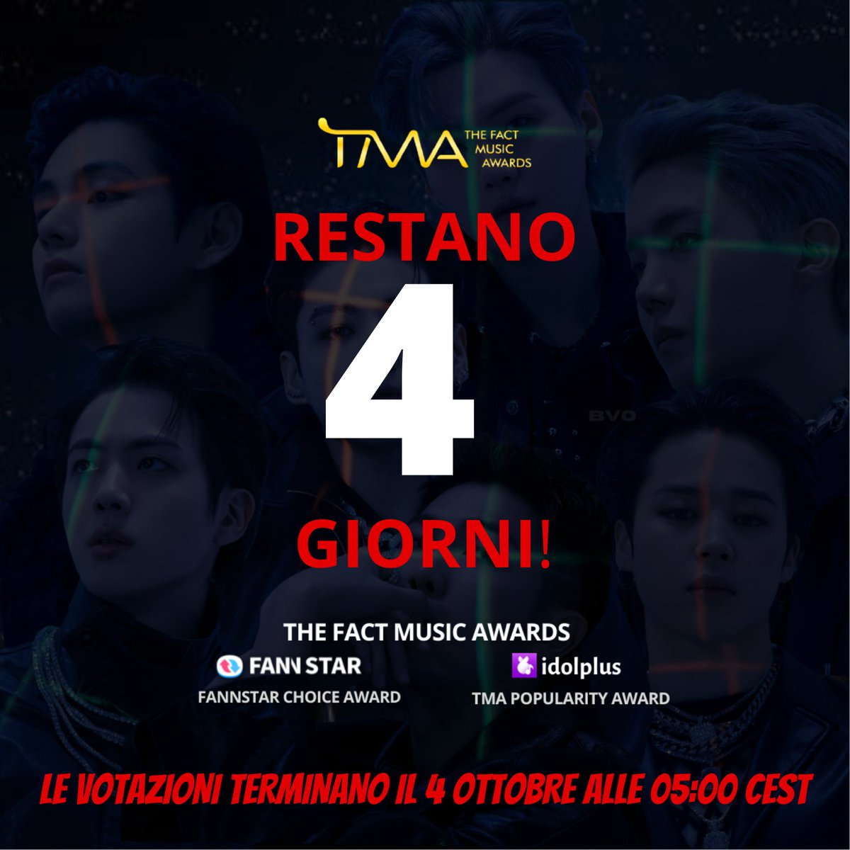 TeamEternalArmy's tweet photo. #ARMYITALY, vota i BTS ai Fact Music Awards! L'altro fandom è molto dedicato e abbiamo bisogno di un doppio sforzo!

AIUTACI A DIFFONDERE!!
Questo testo + poster + link su tutti i social network che hai!🙇🏻��♂️

Fannstar
 https://t.co/s5OFfNYowT

IDOLPLUS
https://t.co/tHoVyMaYbI https://t.co/qFRt5CIhf1