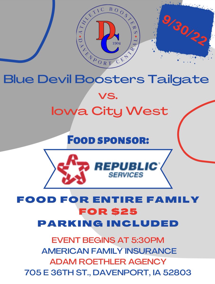 Blue Devil Nation, don’t forget to take advantage of the Blue Devil Tailgate at every home football game. For $25 you get to park and feed your ENTIRE family! Walking tacos, nachos, desserts, etc.! Bring your own drinks, but leave the rest to us!