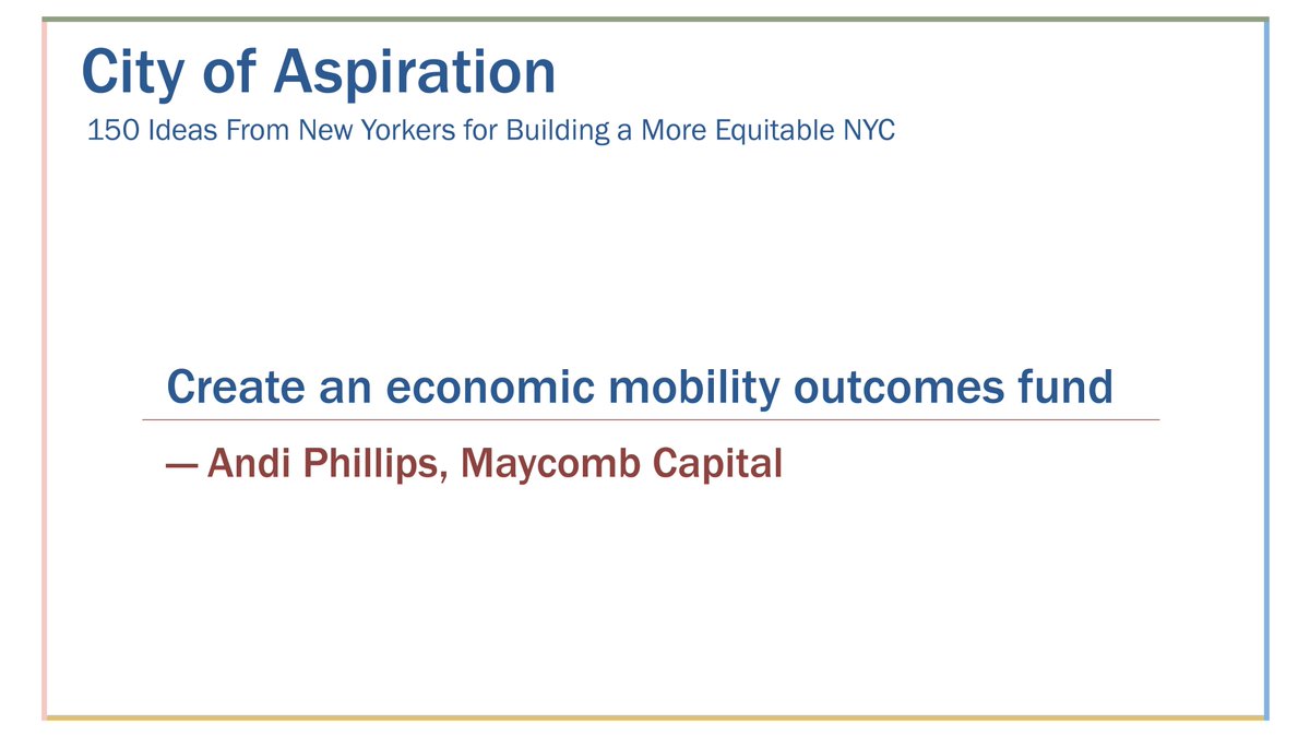 Maycomb Outcomes (@maycomboutcomes) on Twitter photo Excited to share an amazing new <a href="/nycfuture/">Center for an Urban Future</a> report with 150 ideas from New Yorkers to build a more equitable NYC, including one from <a href="/AndiAtMaycomb/">Andi Phillips</a>!
Check out the full report here: nycfuture.org/CityofAspirati… Excited to share an amazing new <a href="/nycfuture/">Center for an Urban Future</a> report with 150 ideas from New Yorkers to build a more equitable NYC, including one from <a href="/AndiAtMaycomb/">Andi Phillips</a>!
Check out the full report here: nycfuture.org/CityofAspirati…