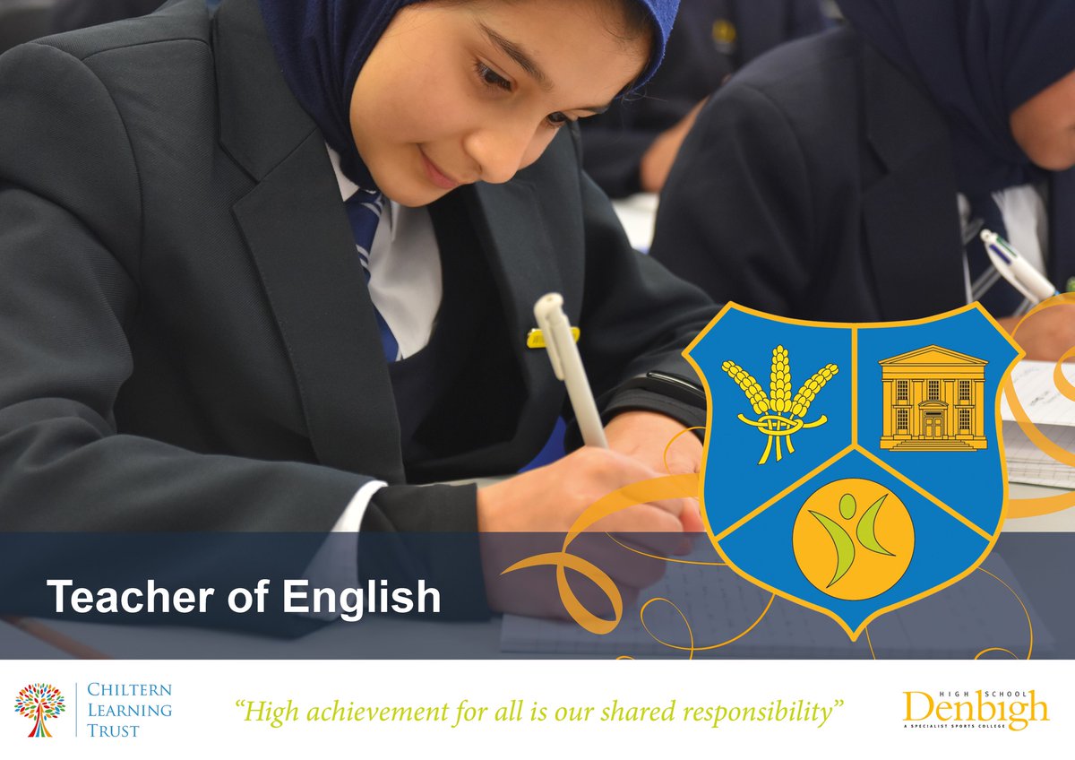 We are seeking to appoint a Teacher of English to join us as soon as possible. Please apply via My New Term. Closing Date: 9:00am, Monday 10th October 2022
denbighhigh.luton.sch.uk/Vacancies/Curr…
mynewterm.com/jobs/136319/ED…