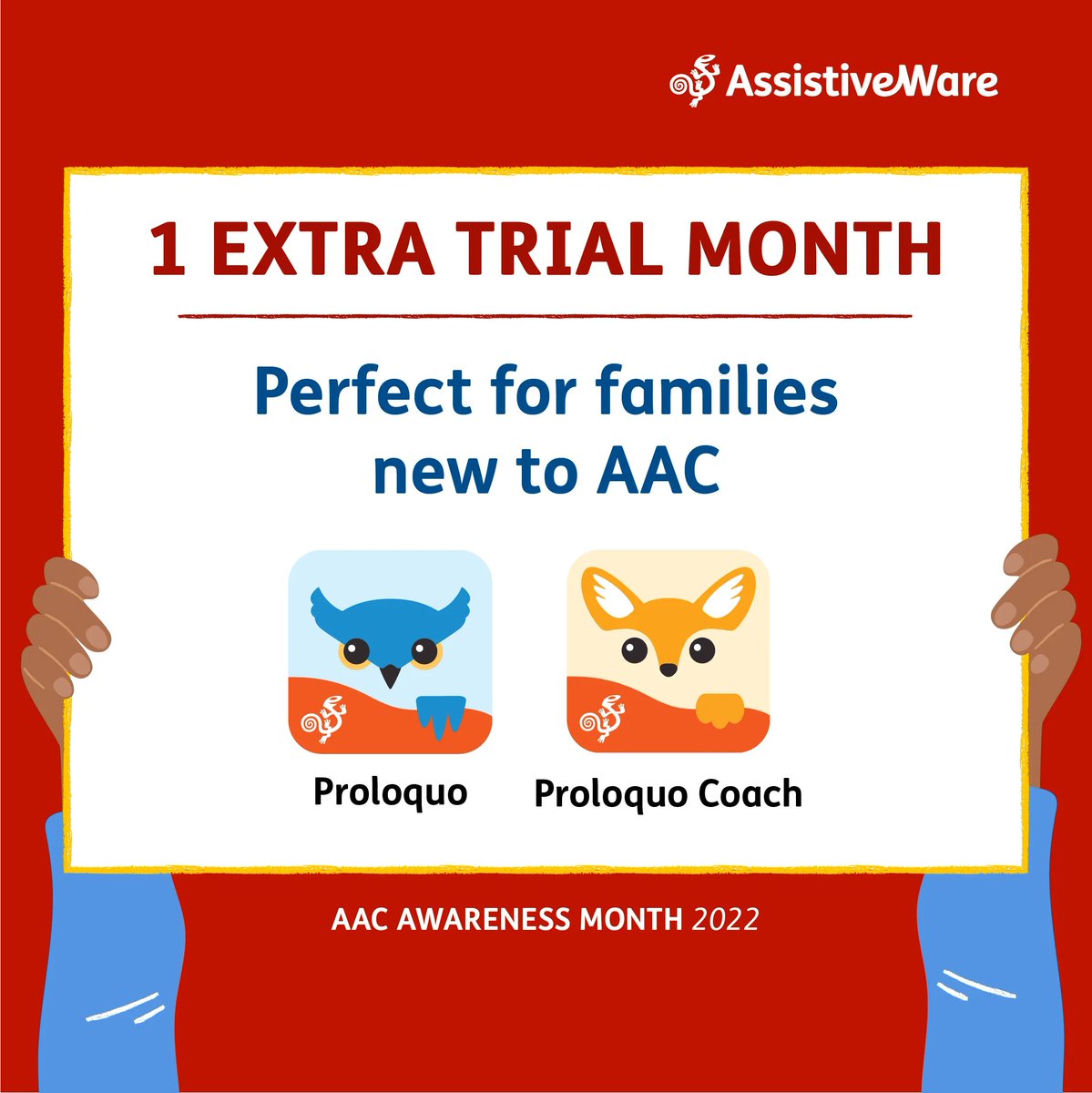 AssistiveWare's tweet photo. Are you just starting your #AAC journey? Get an extra trial month when you download and start from October 11 - 17. #Proloquo #ProloquoCoach #simPODD https://t.co/vAAk2i00xw https://t.co/cgnood1Xym