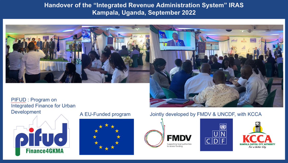 fmdv_org's tweet photo. Uganda: Handover of the IRAS system from Kampala to the municipalities of Entebbe, Makindye Ssabagabo and Nansana. In the framework of #PIFUD, a @EU_Commission funded program, jointly developed by @FMDV_org, @UNCDF with @KCCAUG and other national &amp; local authorities. https://t.co/pylIlr37GH