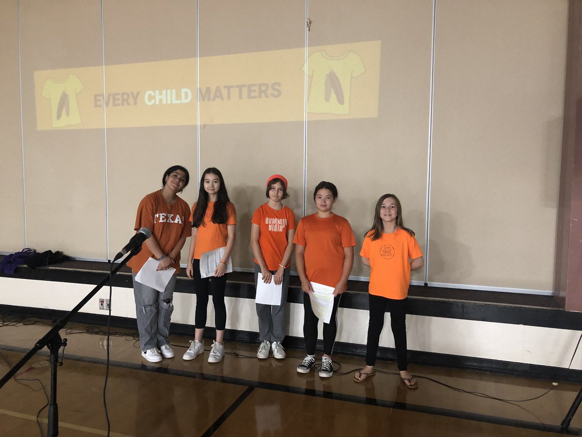 EricLangtonSD42's tweet photo. Some of our student leaders who will be leading our assembly today. #EveryChildMatters #TruthAndReconciliation @sd42news https://t.co/B858aIJnda