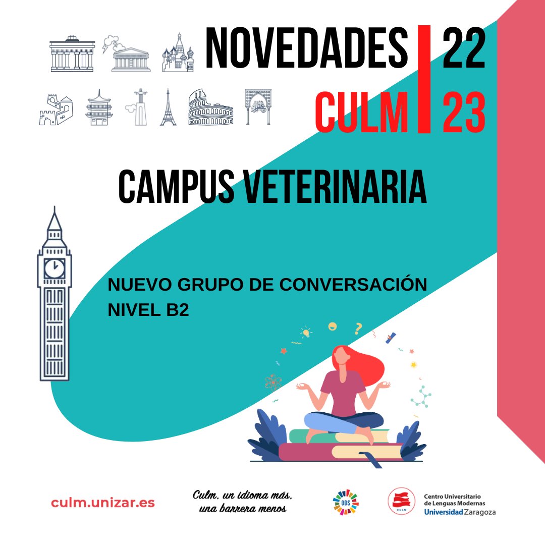 CULMUZ's tweet photo. ¡Más novedades! Esta vez, nuevas ofertas de Inglés en el Campus San Francisco y en el Campus de Veterinaria.

No dudes en apuntarte y, ¡sigue atent@ a nuestras novedades! https://t.co/3wjtROhSV1