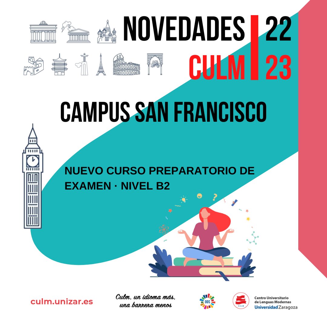 CULMUZ's tweet photo. ¡Más novedades! Esta vez, nuevas ofertas de Inglés en el Campus San Francisco y en el Campus de Veterinaria.

No dudes en apuntarte y, ¡sigue atent@ a nuestras novedades! https://t.co/3wjtROhSV1