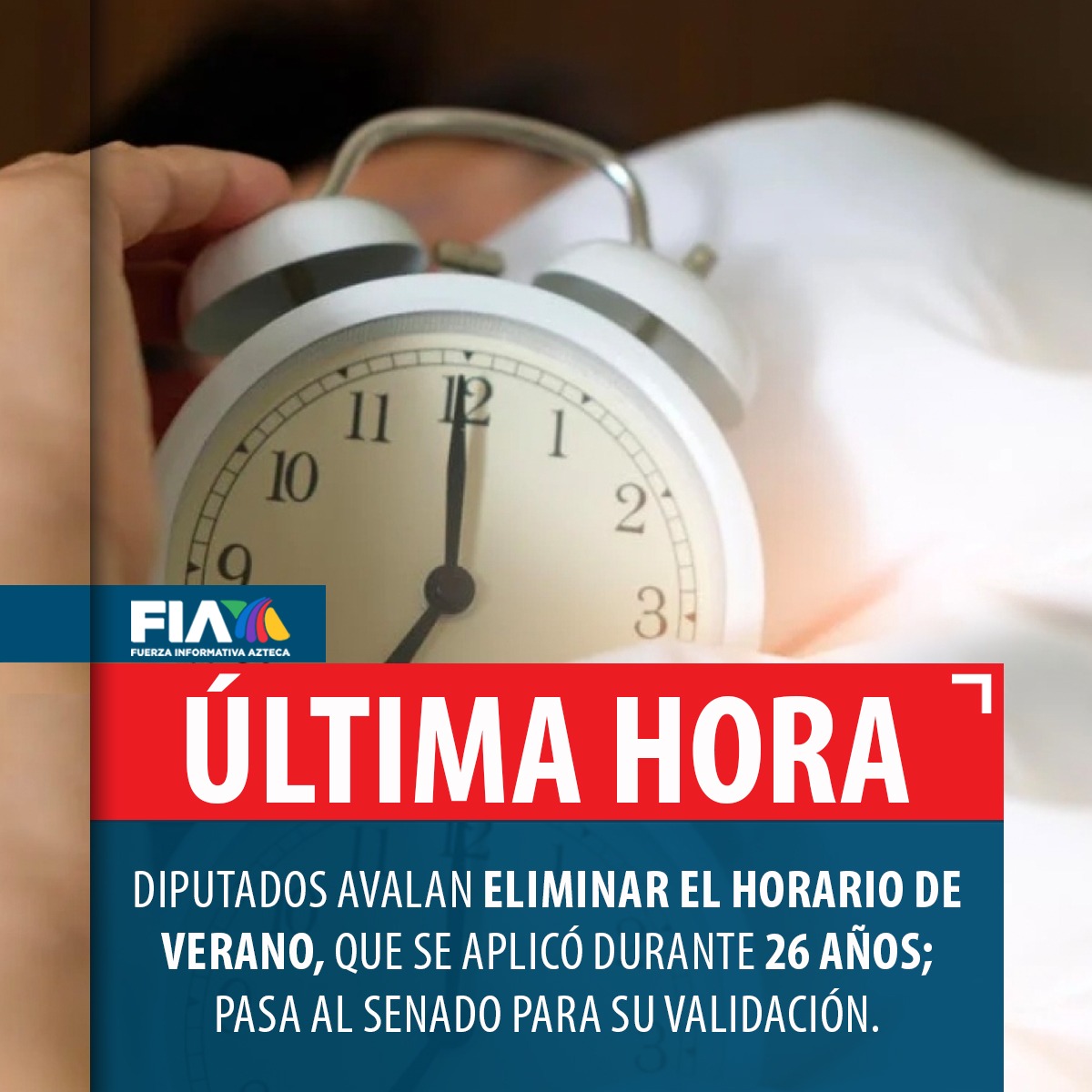 AztecaNoticias's tweet photo. 🔴#ÚLTIMAHORA | La Cámara de Diputados avaló por mayoría que se elimine el #HorarioDeVerano 

Entrará en vigor a partir del próximo 30 octubre. https://t.co/OYBSNpuvjW