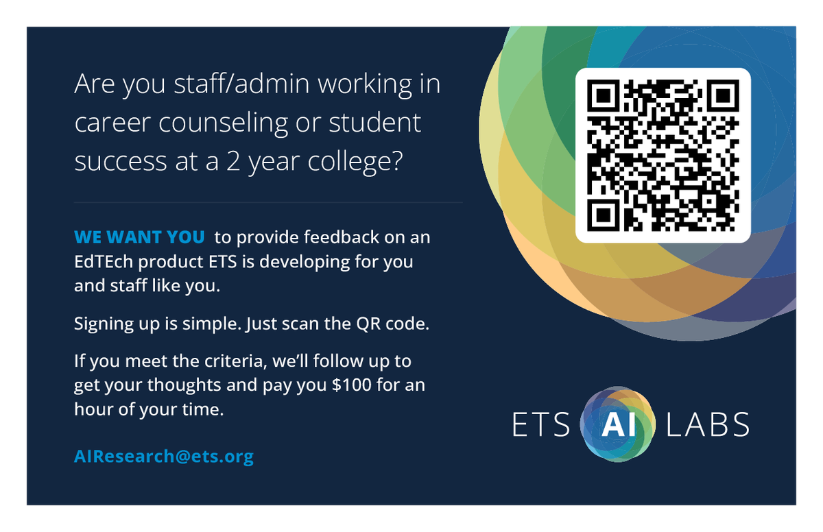 Attention #communitycollege staff! We are looking for staff who work in career services or professional development to take part in a study. We pay $100 for less than an hour of your time @CSCCResearch <a href="/AlamoColleges1/">Alamo Colleges District</a> <a href="/CTMCC/">Manchester Community College</a>