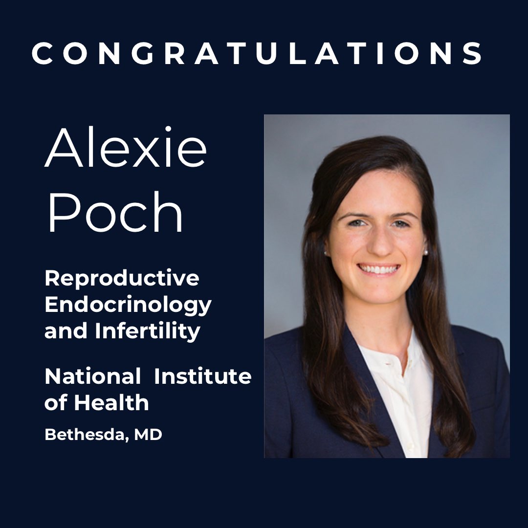 Congratulations to our PGY4 Alexie Poch for matching at the NIH for REI fellowship! #obgyntwitter
