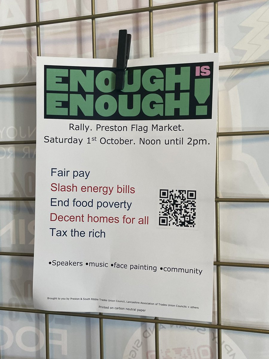 All welcome - protest about rising costs of living Saturday at Preston’s Flag Market noon to 2 pm #EnoughlsEnough