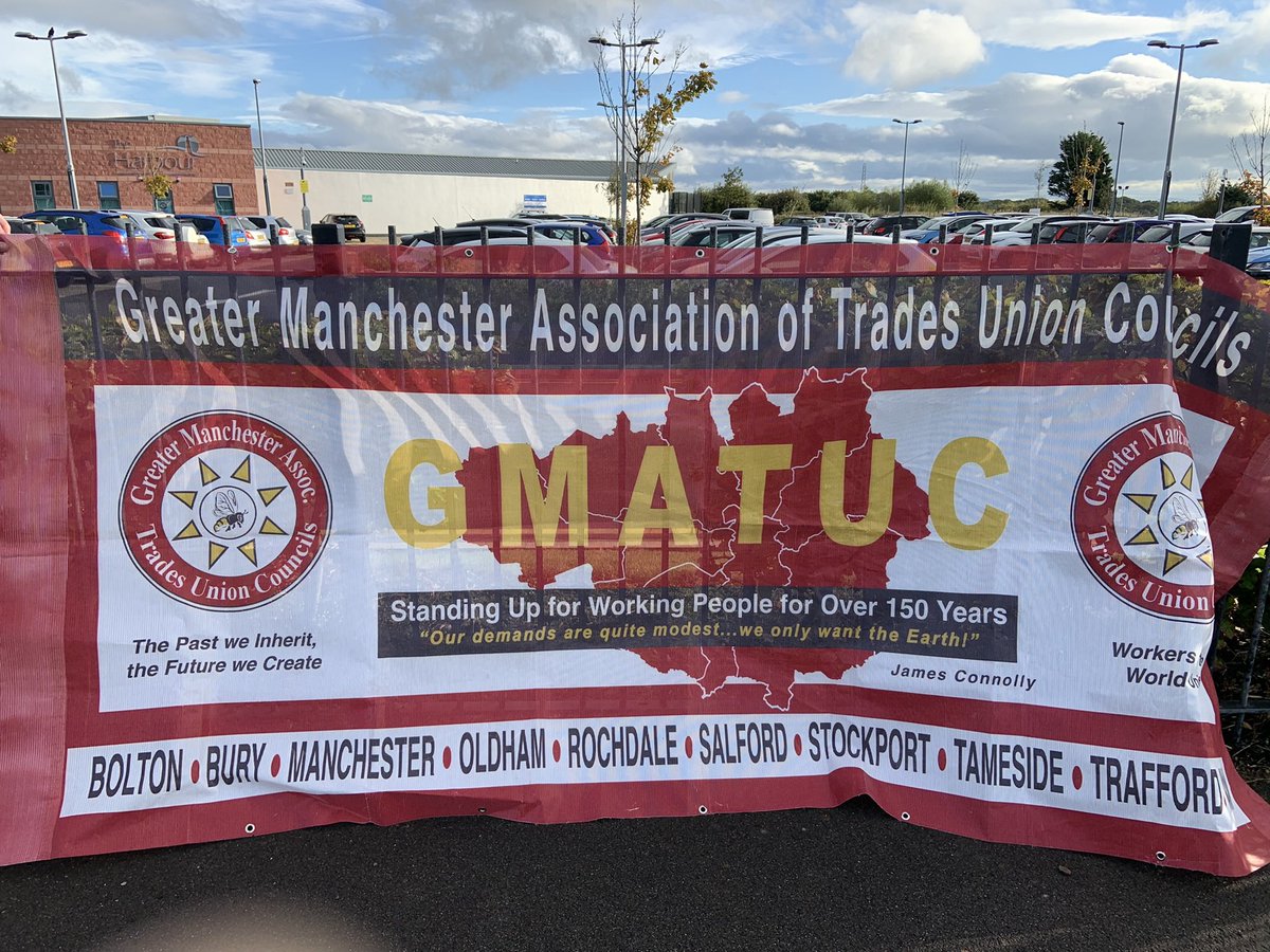 Big thank you to the trades councils from across Greater Manchester who came to support us today. Also <a href="/PGmatuc/">President GMATUC</a> Kev and <a href="/UsdawK227/">Usdaw Branch K227</a> reps before they went over to support the amazing Liverpool Dockers on strike. Not forgetting our friend @ChrisPWebb who supported us from the start.