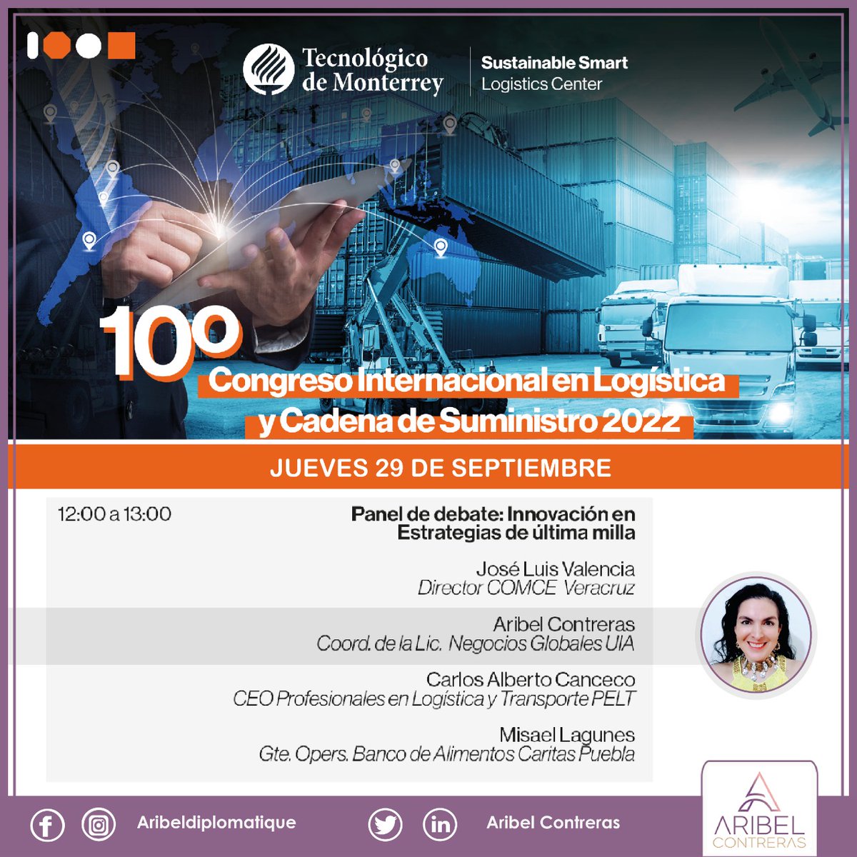 AribelContreras's tweet photo. ⭕ Agradezco al Dr. @rodolfotorresm9 del @TECcampusPUE por la gentil invitación al #CiLog 2022 para hablar de las nuevas tendencias en cadenas de suministro ⚙️. Nos vemos en el panel a las 12 hrs.

#Diplomatique 🔮🌐 https://t.co/uCGP3wiY1j