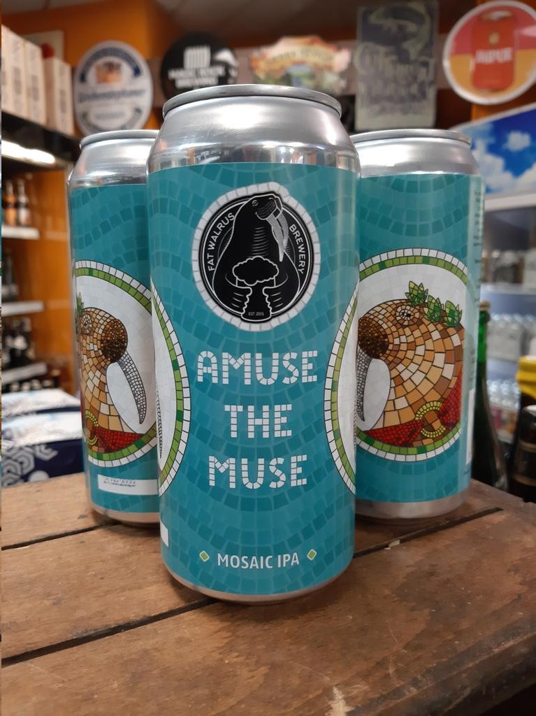 macescr's tweet photo. New in to us from @fatwalrusbrew : "Amuse the Muse" Mosaic IPA. #craftbeer #IrishCraftBeer #cans #IPA #AmuseTheMuse #DrinkFresh #DrinkLocal https://t.co/iEnJIZ14kR
