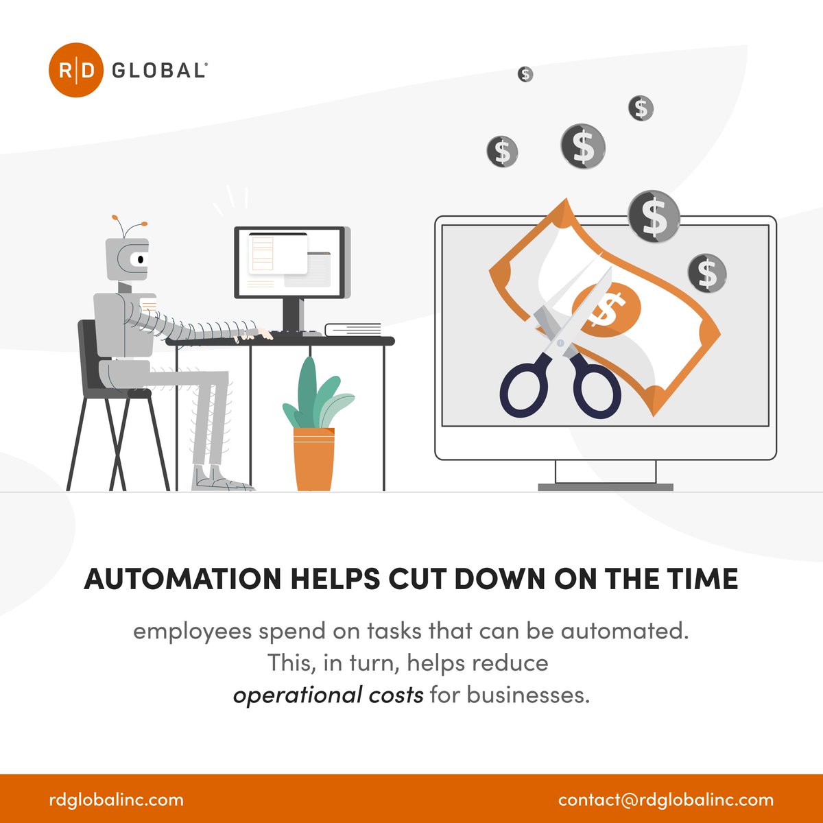 "Imagine an insurance company that spends $100,000 per year on customer service. If the company were to automate its customer service processes, it could reduce its operational costs by $50,000 per year."
#insurancecompany #automation #customerservice #rpasolutions #rdglobal