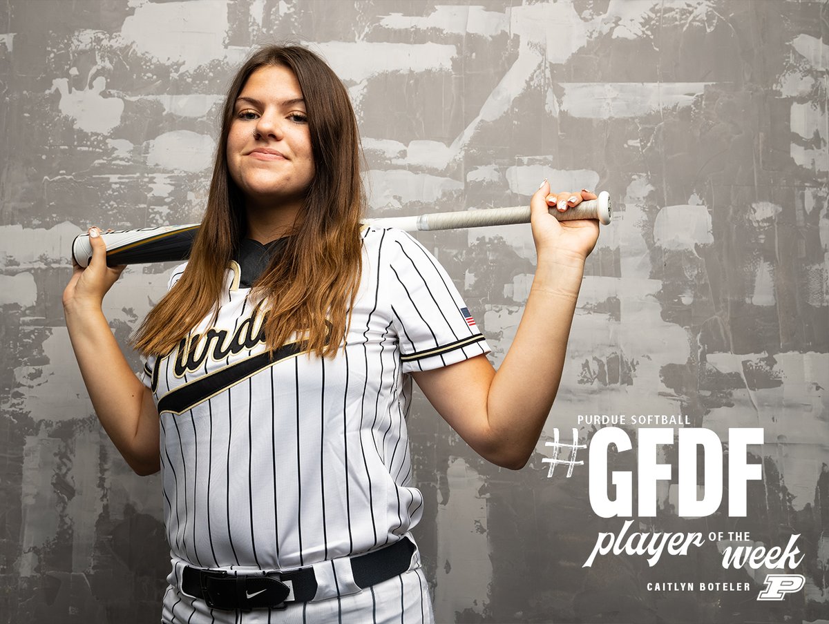 PurdueSoftball's tweet photo. Your Player of the Week is @CaitlynBoteler!

"Caitlyn's a great teammate. She is very mature for a freshman and sees the big picture, making her focus the team's success. She lives our family core value daily and we are glad she's in the Old Gold &amp; Black." - @CoachDeOliveira https://t.co/S9Szb6tGnu