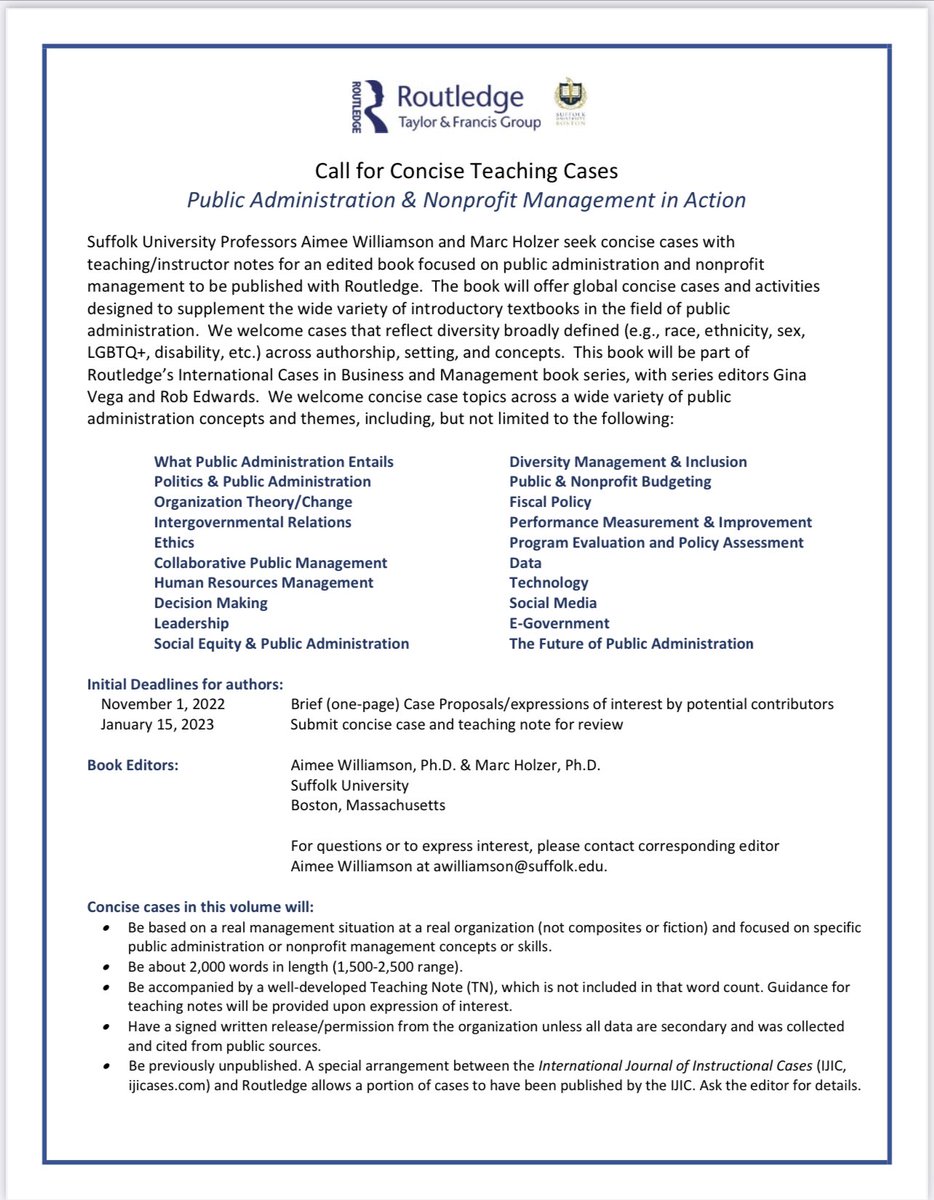 Call for Concise Teaching Cases!

Check out below for some case topics and information about how to submit a proposal.

Proposals due: November 1