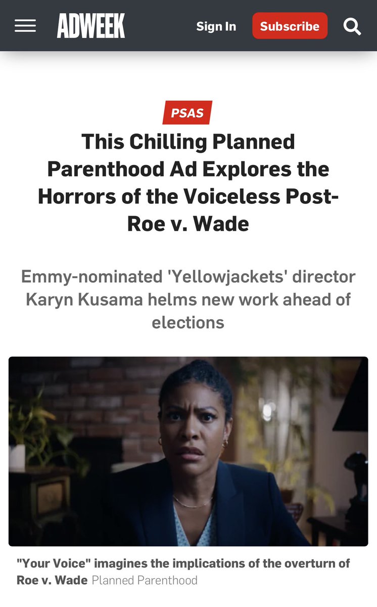 lgreen66's tweet photo. Karyn Kusama’s PSA for @PPFA is named Ad of the week on @Adweek!! Congrats all at @BBDOWorldwide and @girlculturefilm https://t.co/WZCmS5XaAz