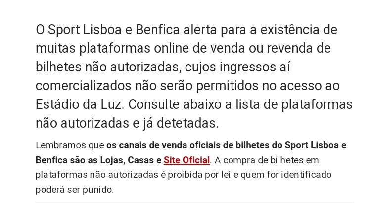 mariana_maz94's tweet photo. 🚨 NÃO COMPREM BILHETES SEM SER ATRAVÉS DO BENFICA.

ONLY BUY TICKETS THROUGH THE OFFICIAL BENFICA CHANNELS. 🚨 https://t.co/sjSegFUfal