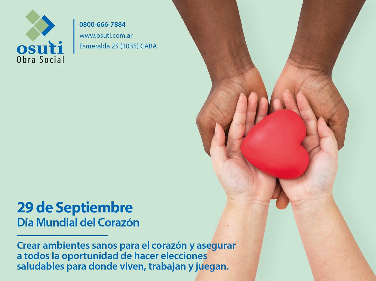 OSUTI_OS's tweet photo. 29 de septiembre | Día mundial del corazón
Crear ambientes sanos para el corazón y asegurar a todos la oportunidad de hacer elecciones saludables para donde viven, trabajan y juegan.
*************
#osuti #osutiobrasocial #DíaMundialDelCorazón https://t.co/8IDkYKgQVw