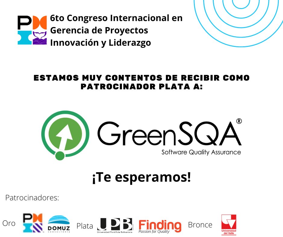 🎉Damos la bienvenida a la empresa GREEN SQA,🎓quienes serán patrocinador PLATA en nuestro #congresoPMIPacificoColombia🐳 interactúa con ellos en los espacios que tenemos para ti en el   Club de Ejecutivos de Cali😃 #Colombia  #PMI #SoyPMIPacifico #pmiorg #pmipacifico