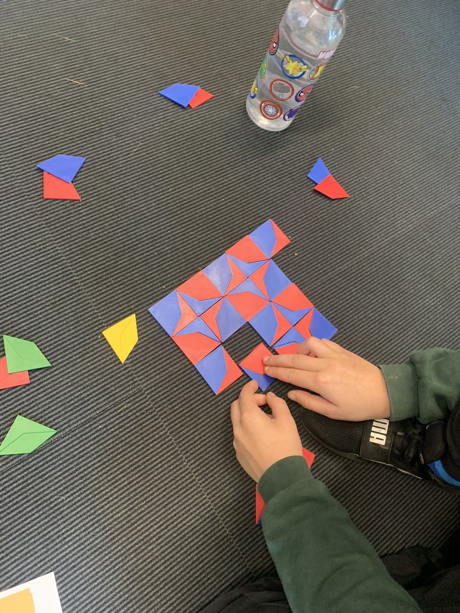MissMillar2's tweet photo. So much creativity during our free choice math week activities! Love these tile designs! I would definitely have the black and white one in my own bathroom ❤️ @Stoneywood_1  #mathweekscotland https://t.co/MtP70glz0u