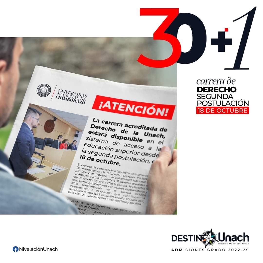_derecho_unach's tweet photo. #Admisión

Las 30 carreras Unach constarán en la oferta académica en la plataforma del SNNA en la primera postulación a partir del 2 de octubre del 2022. 👨‍🎓👩‍🎓

📌 La nueva Carrera de Derecho estará en oferta desde la segunda postulación a partir del 18 de octubre del 2022. 🗓️ https://t.co/FMXIoRJleE
