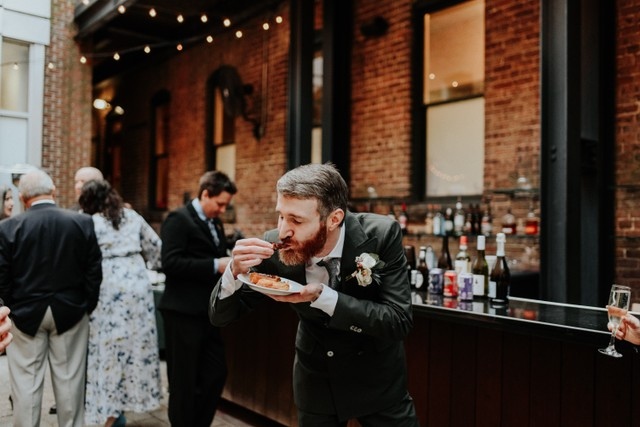 This is what it looks like to truly savor a moment (&amp; a Beef Bacon Wrapped Date)⁠ in Jiddi Space! Beef Bacon Wrapped Dates &amp; Cheese Rolls were this groom's primary request, &amp; we were happy to oblige {food always adds extra bliss to a special moment} 📸: photographsbystephanie⁠