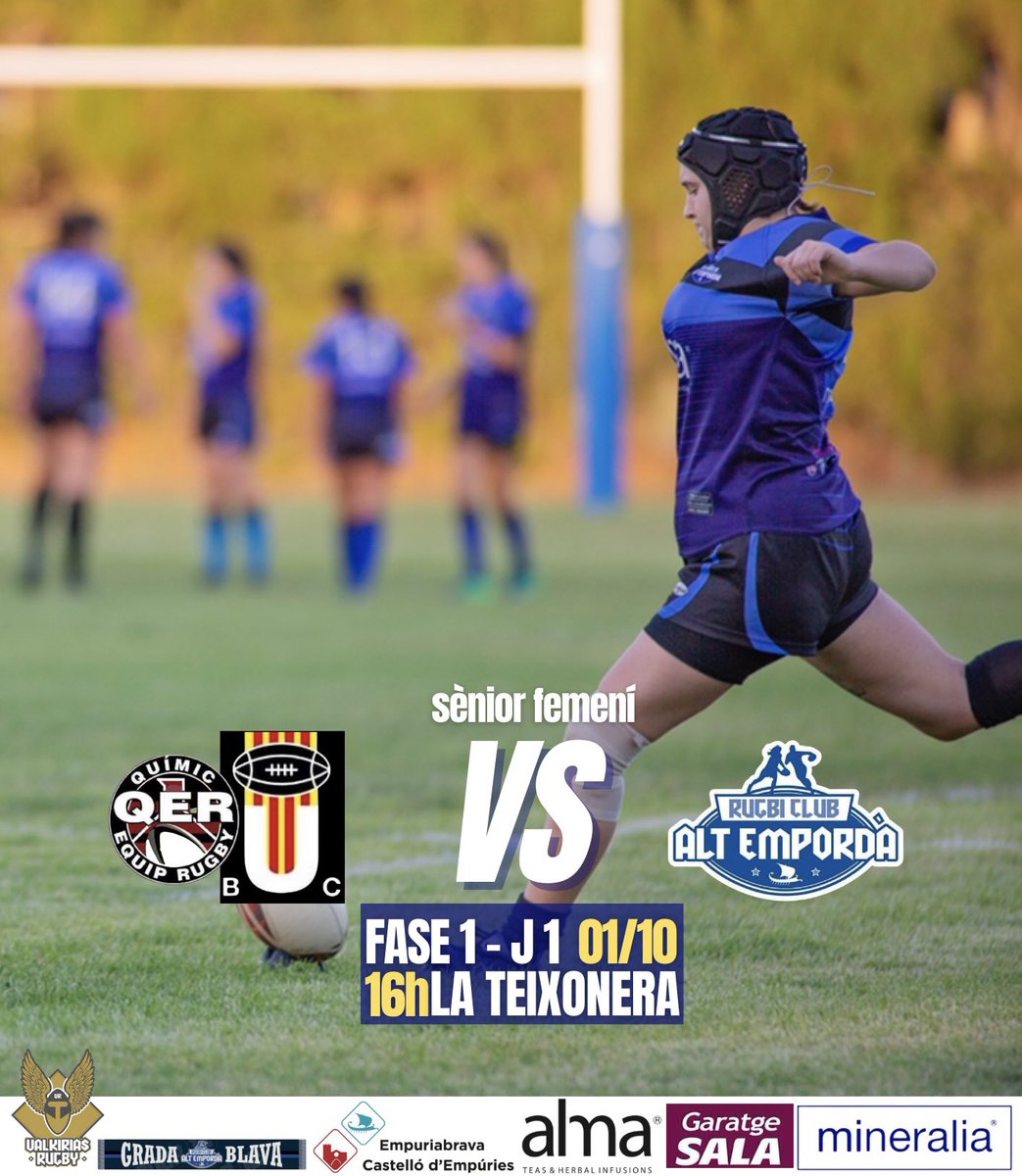 ESTEM PREPARADES 💥
🗓 01/10 16:00h
📍LA TEIXONERA (Barcelona)

Aquest dissabte comença la lliga, ens estrenem contra les noies @quimicrugbyfemeni i @rugby_buc_femeni amb moltes ganes 🏉
T’ho perdràs ? SUMA’T A LA GRADA BLAVA! 💙🖤

#rugby #rugbicatala #rugbifemeni