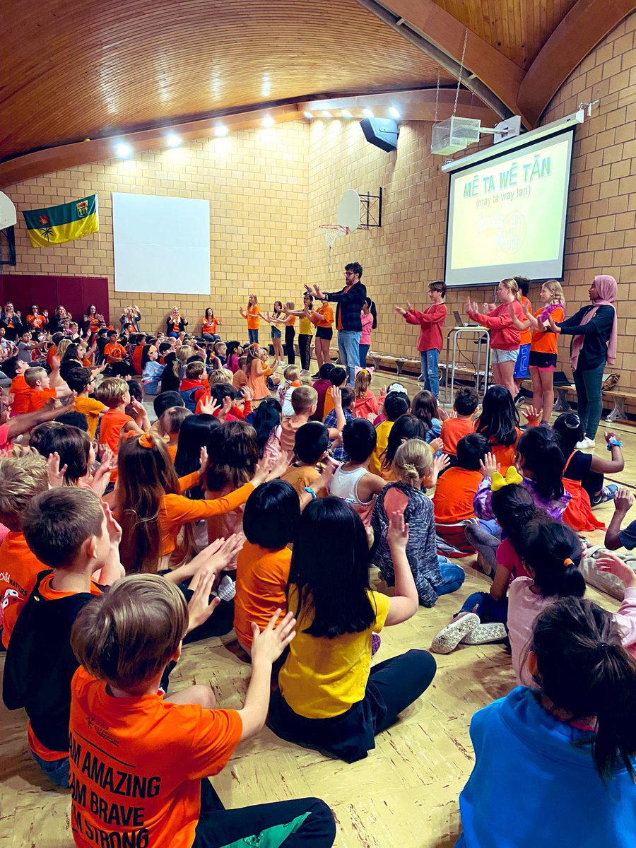 MsJHines's tweet photo. The conversations had in our classes this week have culminated into a shared experience this morning. Thank you to our SLC &amp; @MrEhRon for guiding us through this opportunity to learn &amp; grow as a school. 🧡

@RegPublicSchool @GRoadSchool 

#OrangeShirtDay #TruthAndReconciliation https://t.co/HIgq7Ksi6i