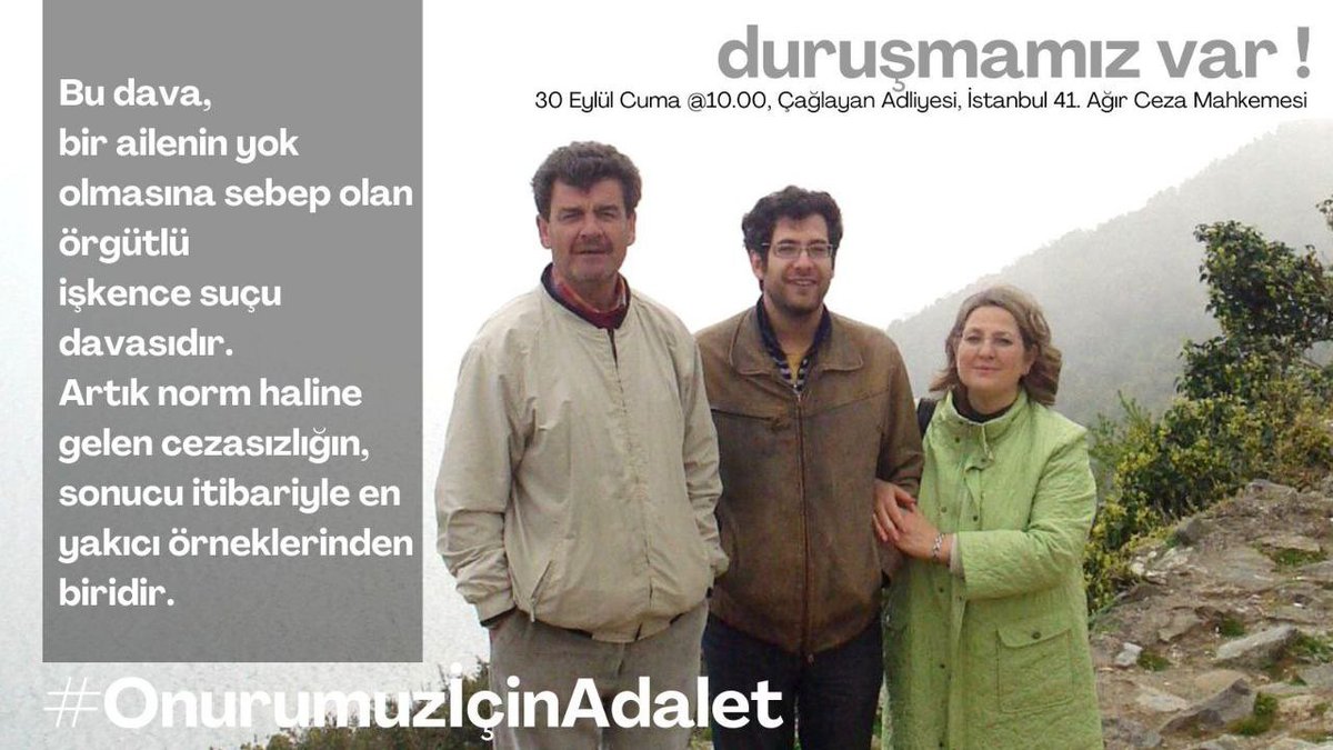 Bu çiçek gibi aile; oğul, anne ve baba polisin işkencesiyle başlayan hukuksuzluklar silsilesi içinde hayatını kaybetti. Yarın, yıllar sonra yarın, Onur Yaser Can’a işkence yapanlar yargılanacak. 
#OnurYaserCanİcinAdalet 
#OnurumuzİçinAdalet